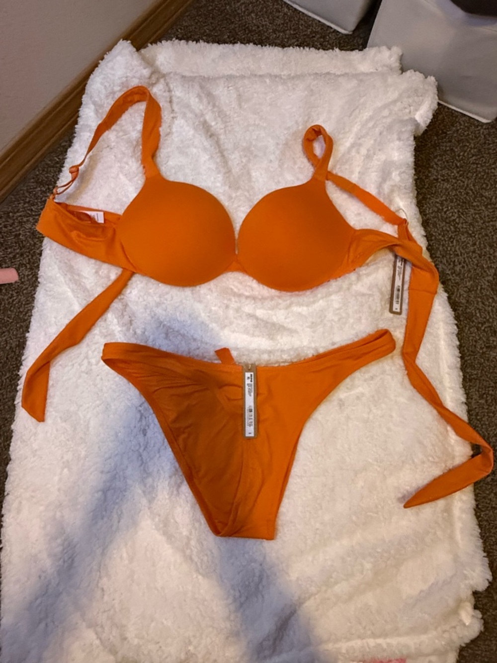 SKIMS Bright Orange Molded Cup Tie-Back Bikini Set